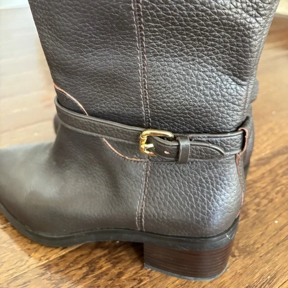 Coach Sullivan Safari Chestnut Brown Pebbled Leather Luxury Tall Riding Boots - Picture 8 of 10